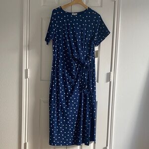 BRAND NEW WITH TAGS Elegant Navy Dress with White Dots